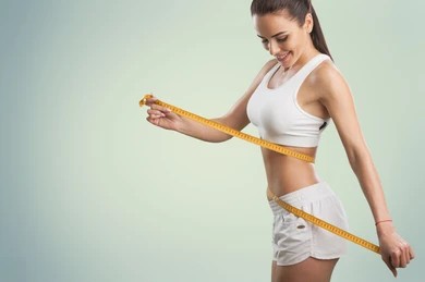 Home girl taking measurements her body 260nw 1157090965